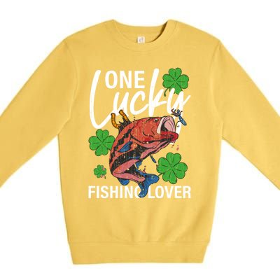 One Lucky Fishing Lover Funny Saint Patricks Day Graphic Gift Premium Crewneck Sweatshirt