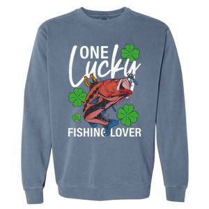 One Lucky Fishing Lover Funny Saint Patricks Day Graphic Gift Garment-Dyed Sweatshirt