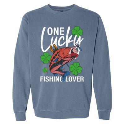 One Lucky Fishing Lover Funny Saint Patricks Day Graphic Gift Garment-Dyed Sweatshirt