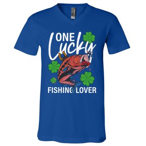 One Lucky Fishing Lover Funny Saint Patricks Day Graphic Gift V-Neck T-Shirt