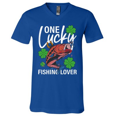 One Lucky Fishing Lover Funny Saint Patricks Day Graphic Gift V-Neck T-Shirt