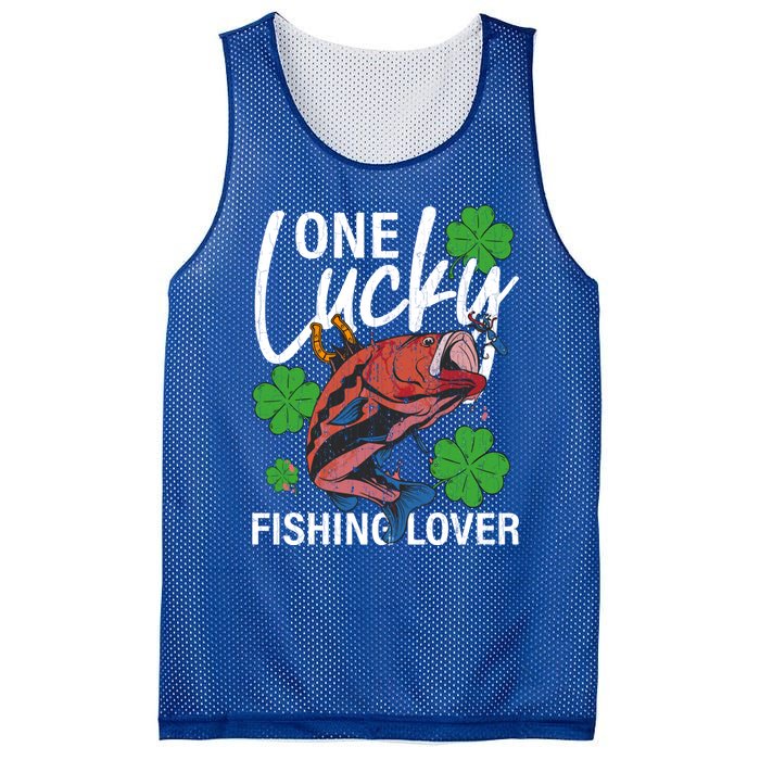 One Lucky Fishing Lover Funny Saint Patricks Day Graphic Gift Mesh Reversible Basketball Jersey Tank