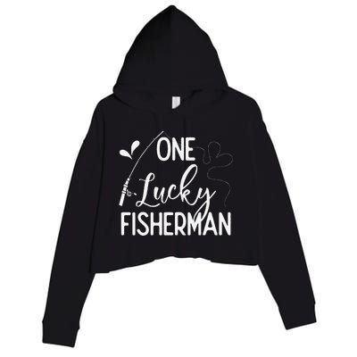 One Lucky Fisherman Couple Fishing Fishers Matching Gift Crop Fleece Hoodie