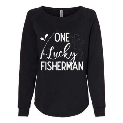 One Lucky Fisherman Couple Fishing Fishers Matching Gift Womens California Wash Sweatshirt