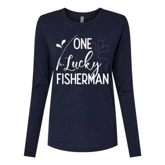 One Lucky Fisherman Couple Fishing Fishers Matching Gift Womens Cotton Relaxed Long Sleeve T-Shirt