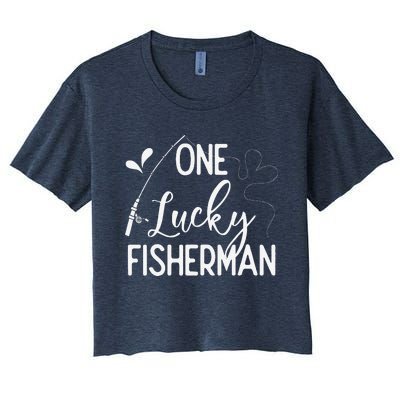 One Lucky Fisherman Couple Fishing Fishers Matching Gift Women's Crop Top Tee