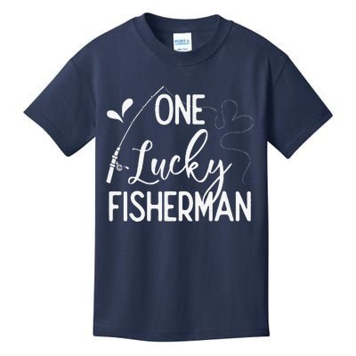 One Lucky Fisherman Couple Fishing Fishers Matching Gift Kids T-Shirt