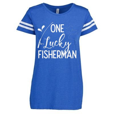 One Lucky Fisherman Couple Fishing Fishers Matching Gift Enza Ladies Jersey Football T-Shirt