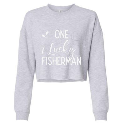 One Lucky Fisherman Couple Fishing Fishers Matching Gift Cropped Pullover Crew