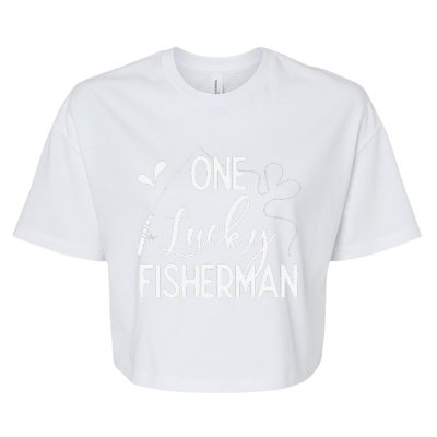 One Lucky Fisherman Couple Fishing Fishers Matching Gift Bella+Canvas Jersey Crop Tee