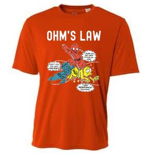 Ohms Law Funny Electricity Explained Electrical Engineer Cooling Performance Crew T-Shirt