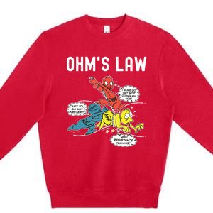 Ohms Law Funny Electricity Explained Electrical Engineer Premium Crewneck Sweatshirt