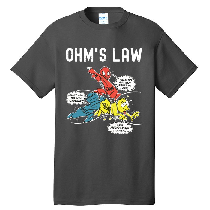 Ohms Law Funny Electricity Explained Electrical Engineer Tall T-Shirt