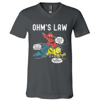 Ohms Law Funny Electricity Explained Electrical Engineer V-Neck T-Shirt