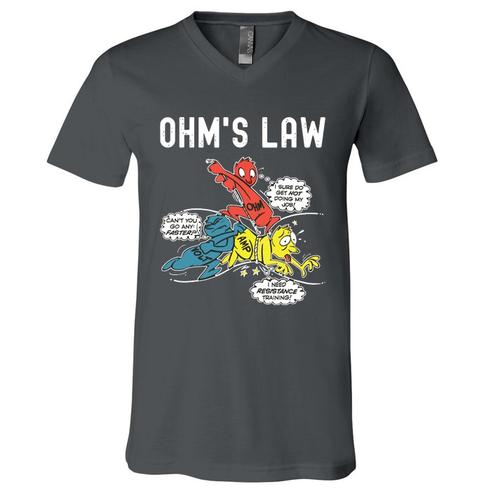 Ohms Law Funny Electricity Explained Electrical Engineer V-Neck T-Shirt