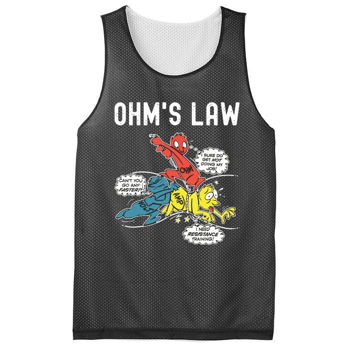 Ohms Law Funny Electricity Explained Electrical Engineer Mesh Reversible Basketball Jersey Tank