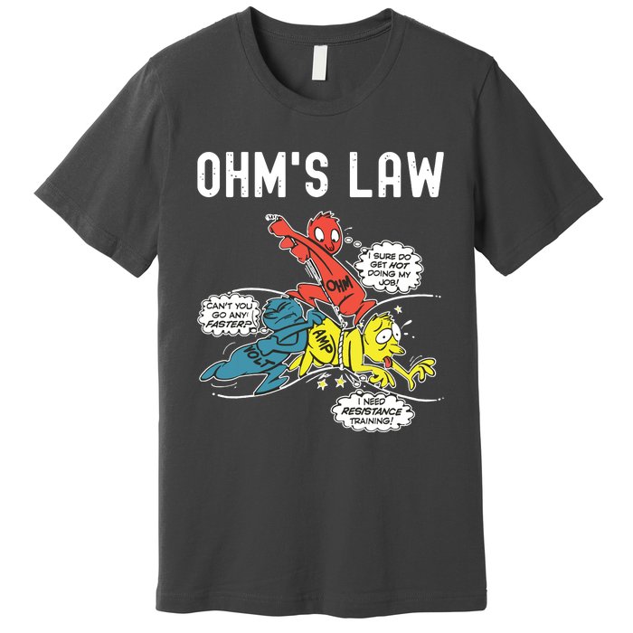 Ohms Law Funny Electricity Explained Electrical Engineer Premium T-Shirt