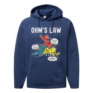 Ohms Law Funny Electricity Explained Electrical Engineer Performance Fleece Hoodie