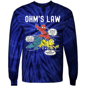 Ohms Law Funny Electricity Explained Electrical Engineer Tie-Dye Long Sleeve Shirt