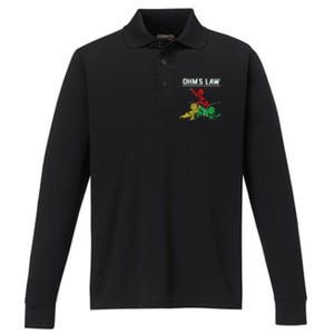 Ohms Law Funny Electrical Electronics Engineer Funny T Performance Long Sleeve Polo