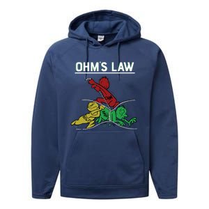 Ohms Law Funny Electrical Electronics Engineer Funny T Performance Fleece Hoodie