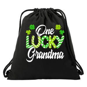 One Lucky Grandma Shamrock Irish Grandma St PatrickS Day Drawstring Bag