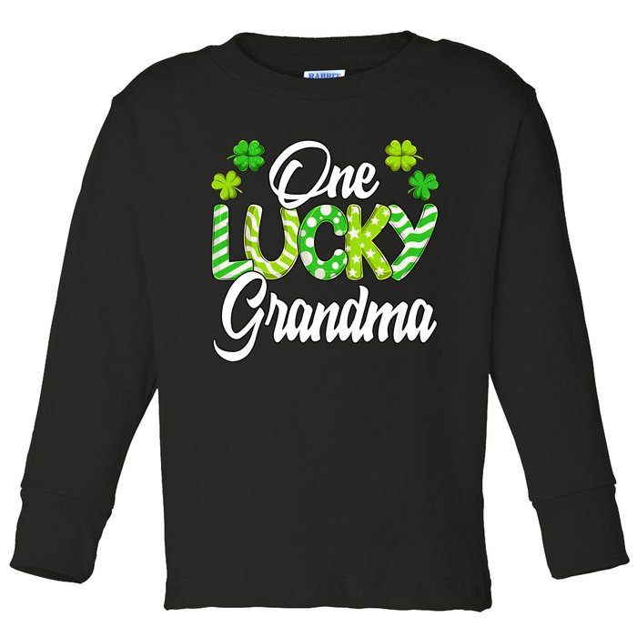 One Lucky Grandma Shamrock Irish Grandma St PatrickS Day Toddler Long Sleeve Shirt