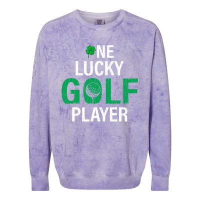 One Lucky Golf Player Funny Saint Patricks Day Graphic Gift Colorblast Crewneck Sweatshirt