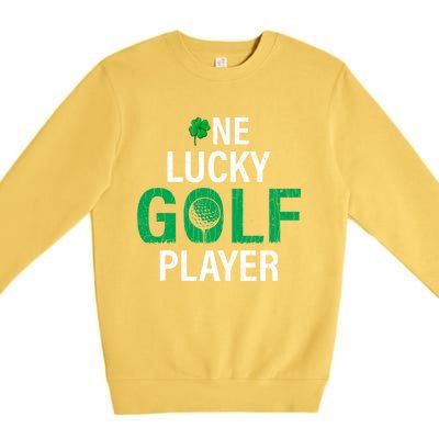 One Lucky Golf Player Funny Saint Patricks Day Graphic Gift Premium Crewneck Sweatshirt