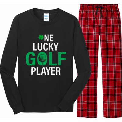 One Lucky Golf Player Funny Saint Patricks Day Graphic Gift Long Sleeve Pajama Set