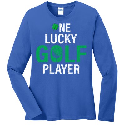 One Lucky Golf Player Funny Saint Patricks Day Graphic Gift Ladies Long Sleeve Shirt