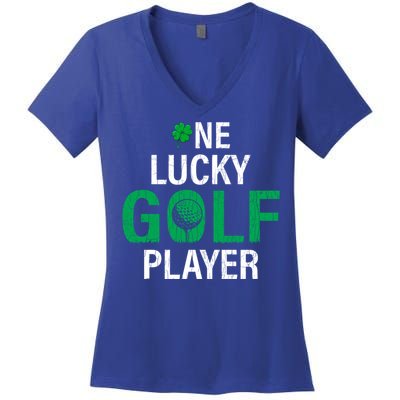 One Lucky Golf Player Funny Saint Patricks Day Graphic Gift Women's V-Neck T-Shirt