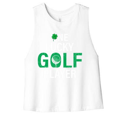 One Lucky Golf Player Funny Saint Patricks Day Graphic Gift Women's Racerback Cropped Tank