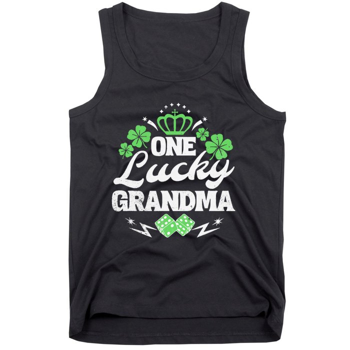 One Lucky Grandma St Patricks Day Gift Vintage 70s Dice Tank Top