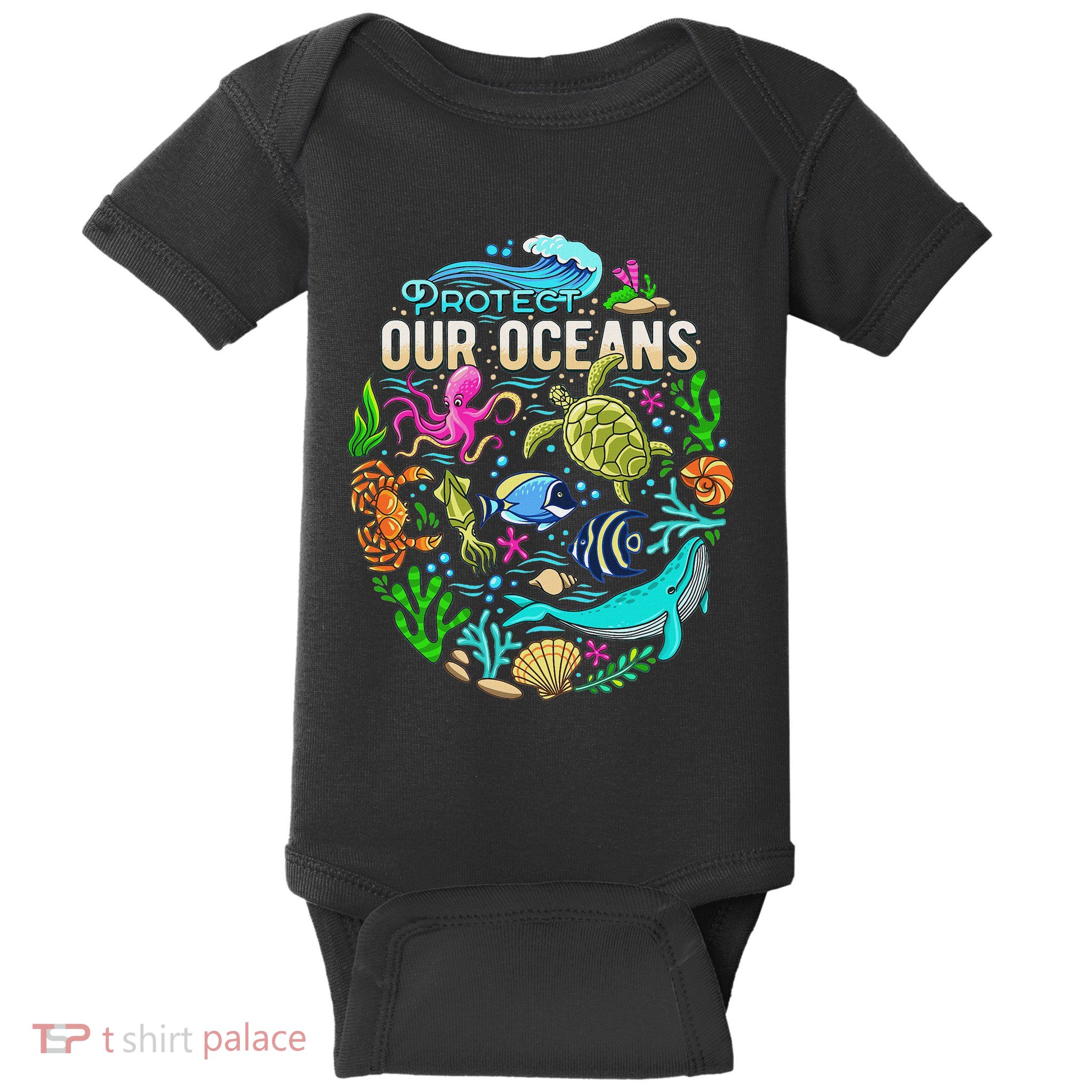 Ocean Lover Gift Women Sea Life Protect Our Ocean Baby Bodysuit