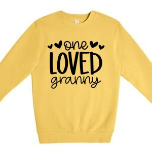 One Loved Granny Funny Hearts Love Granny Valentine's Day Cool Gift Premium Crewneck Sweatshirt