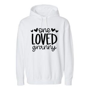 One Loved Granny Funny Hearts Love Granny Valentine's Day Cool Gift Garment-Dyed Fleece Hoodie