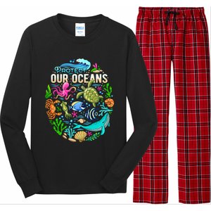 Ocean Lover Gift Sea Life Protect Our Ocean Gift Long Sleeve Pajama Set