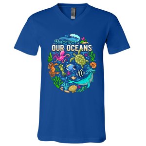 Ocean Lover Gift Sea Life Protect Our Ocean Gift V-Neck T-Shirt