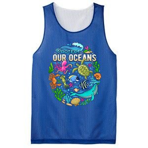 Ocean Lover Gift Sea Life Protect Our Ocean Gift Mesh Reversible Basketball Jersey Tank