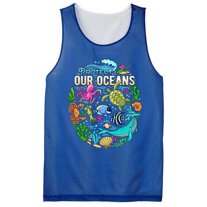 Ocean Lover Gift Sea Life Protect Our Ocean Gift Mesh Reversible Basketball Jersey Tank