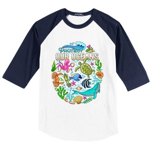 Ocean Lover Gift Sea Life Protect Our Ocean Gift Baseball Sleeve Shirt