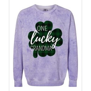 One Lucky Grandma Plaid Shamrock St Patricks Day Granny Colorblast Crewneck Sweatshirt