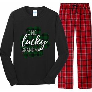 One Lucky Grandma Plaid Shamrock St Patricks Day Granny Long Sleeve Pajama Set