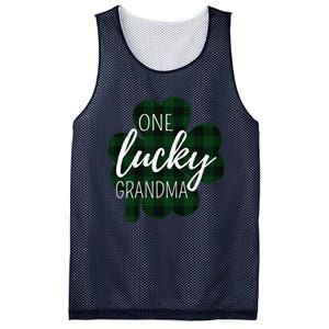 One Lucky Grandma Plaid Shamrock St Patricks Day Granny Mesh Reversible Basketball Jersey Tank