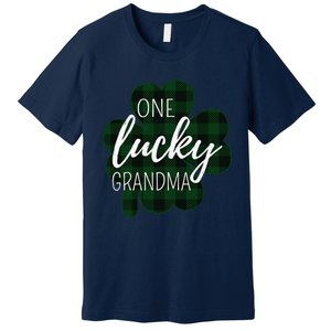 One Lucky Grandma Plaid Shamrock St Patricks Day Granny Premium T-Shirt