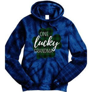 One Lucky Grandma Plaid Shamrock St Patricks Day Granny Tie Dye Hoodie