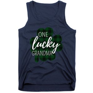 One Lucky Grandma Plaid Shamrock St Patricks Day Granny Tank Top