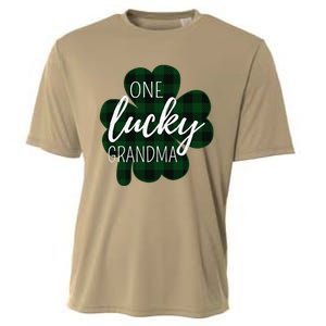 One Lucky Grandma Plaid Shamrock St Patricks Day Granny Cooling Performance Crew T-Shirt