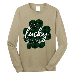 One Lucky Grandma Plaid Shamrock St Patricks Day Granny Long Sleeve Shirt